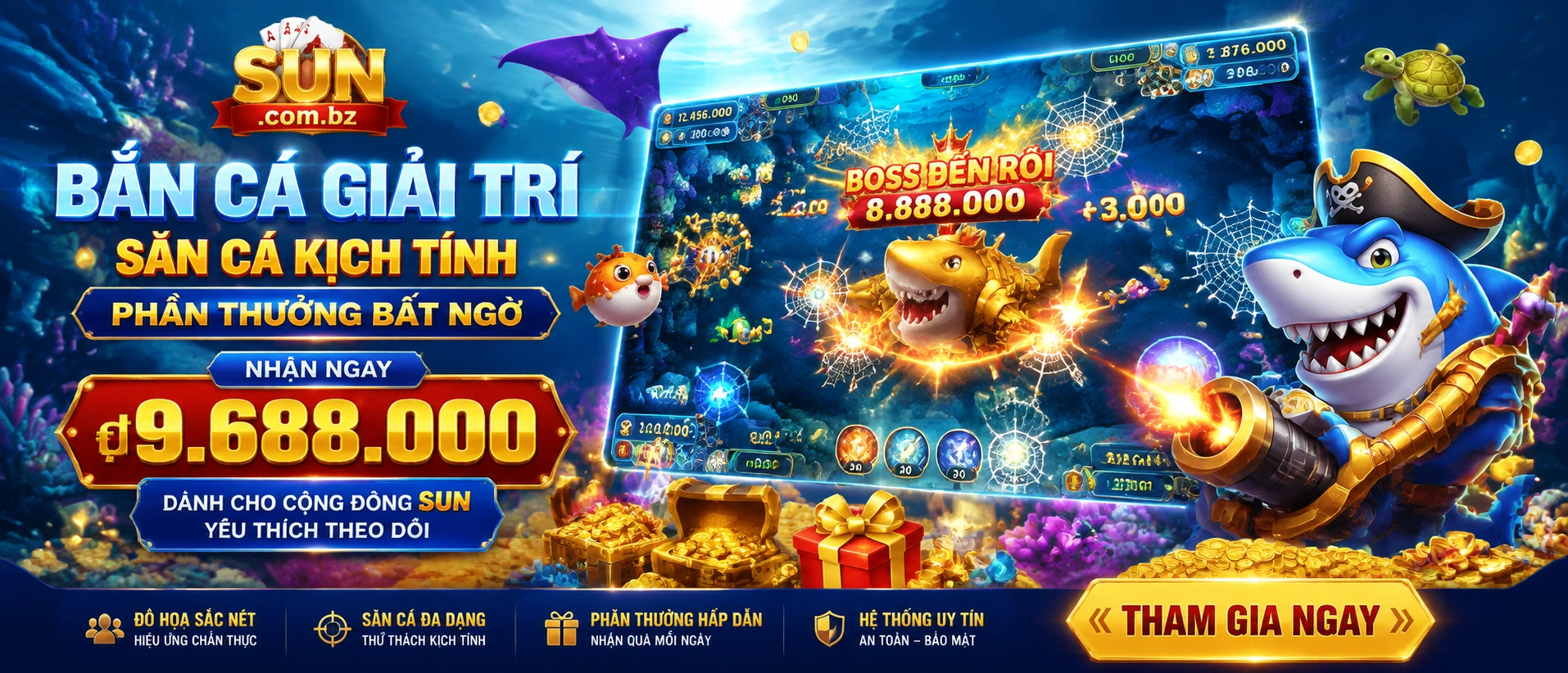 Bắn Cá Jackpot với màn hình bàn chơi sáng rõ